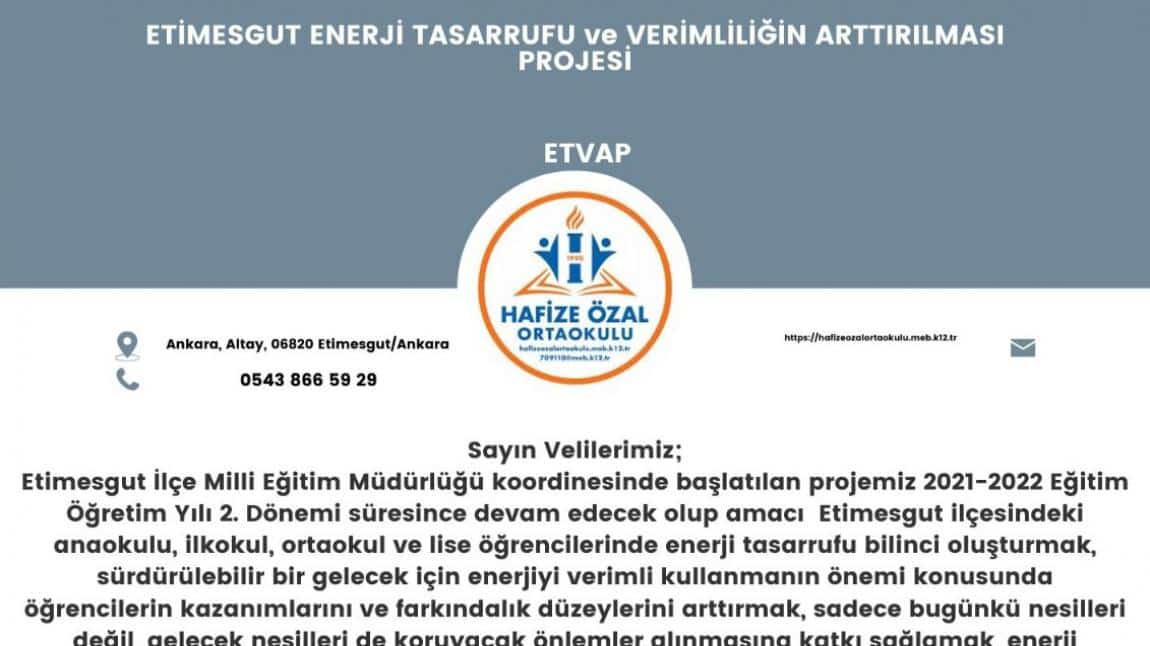 ETVAP - ETİMESGUT ENERJİ TASARRUFU ve VERİMLİLİĞİN ARTTIRILMASI PROJESİ - Veli Mektubu