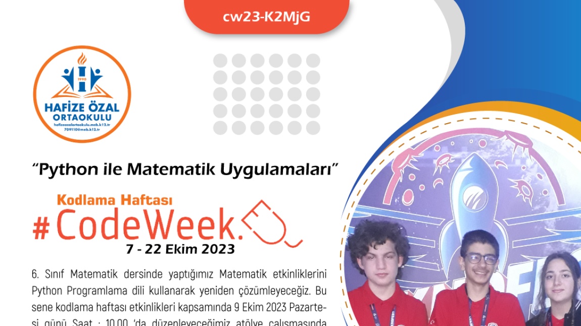 #CodeWeek 2023 - Kodlama Haftası 7 - 23 Ekim 2022 Tarihleri Arasında - cw23-K2MjG